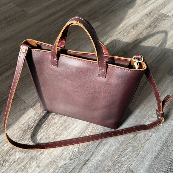 Portland Leather Goods (PLG) Medium Crossbody Zipper Tote in Cognac - Picture 4 of 14